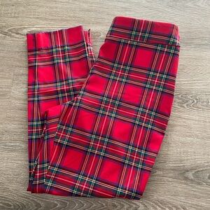 Talbots Wool Blend Red Ankle Pant Tartan Classic Plaid Size 10 Petite